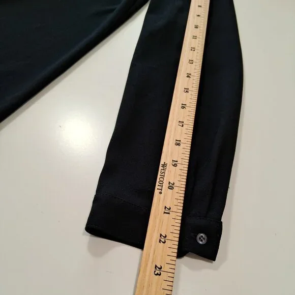 J.Crew Black Pleated Blouse Button Detail Minimalist Chic Top - Picture 6 of 9